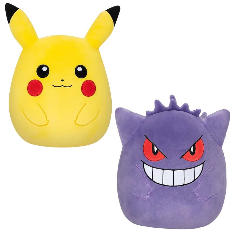 Kit 2 Pelucia 25 Cm Squishmallows Pikachu + Gengar