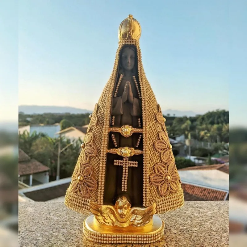 Escultura Imagem Nossa Senhora Aparecida 30 Cm Barroca