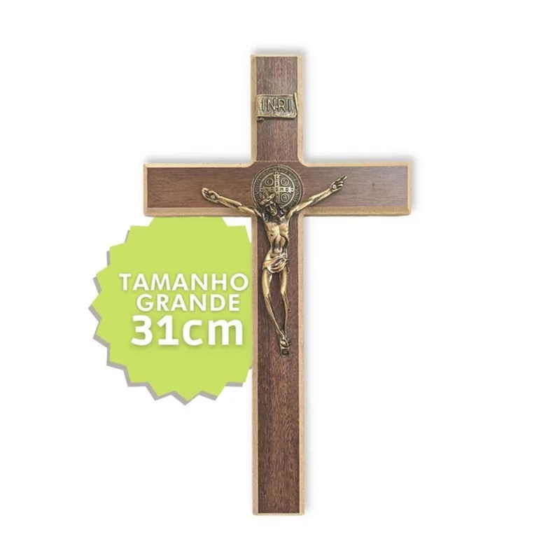 Crucifixo De Parede Em Madeira Cruz Para Pendurar 30cm