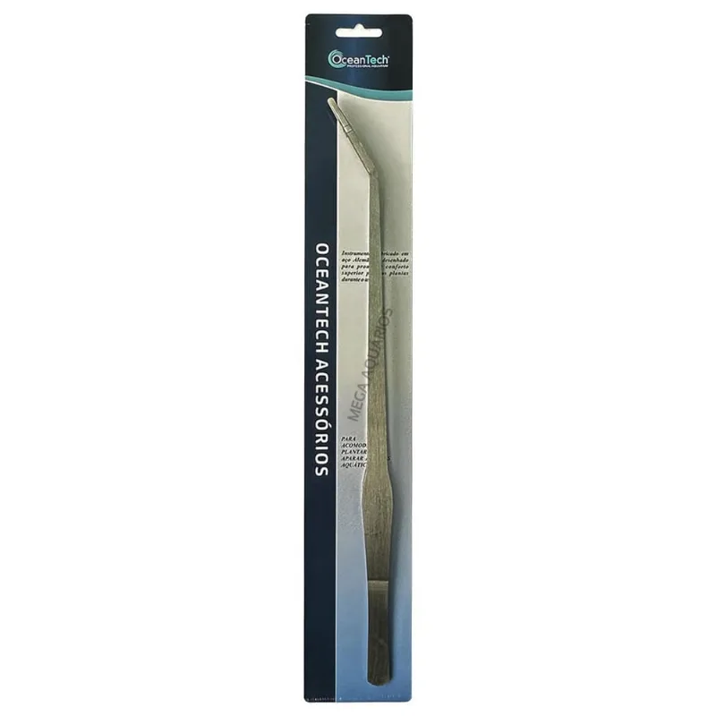 Pinça Curva Grande 38Cm Aquário Plantado Terrário Aço Inox