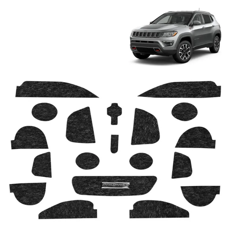 Kit Forro Carpete Anti Ruído Porta Objeto Compass 2017-2023