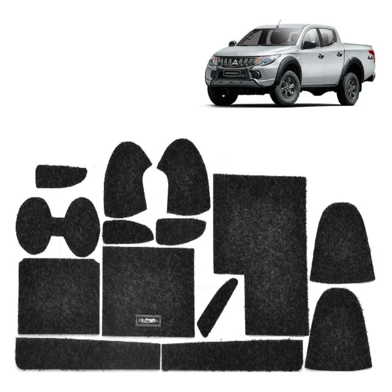 Kit Forro Carpete Anti Ruído Porta Objeto L200 Sport 19-22