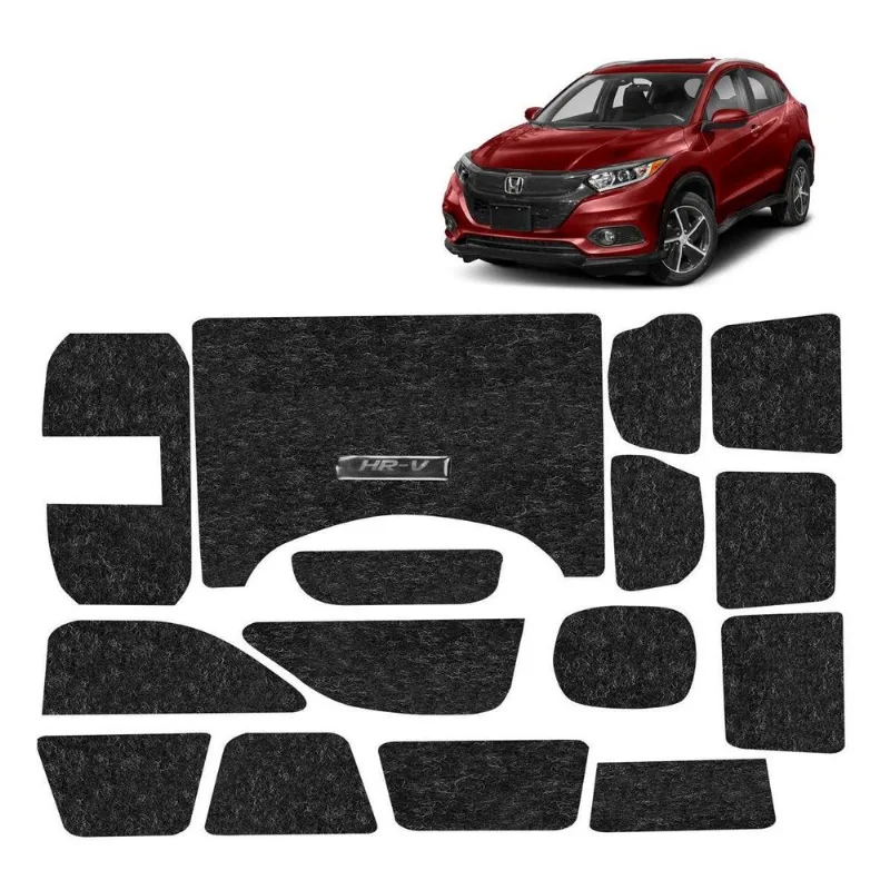 Kit Forro Carpete Anti Ruído Porta Objeto Copo Hrv Hr-v 2018