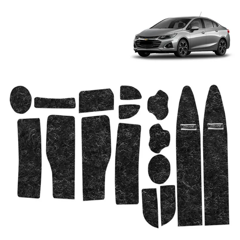 Kit Forro Carpete Anti Ruído Porta Objeto Copo Cruze 2017