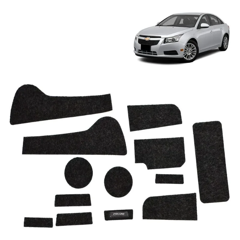 Kit Forro Carpete Anti Ruído Porta Objeto Copo Cruze 2011
