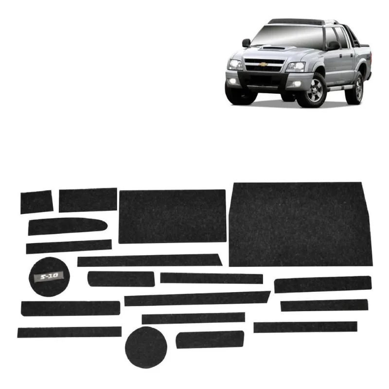 Kit Forro Carpete Anti Ruído Porta Objeto Copo S10 2008