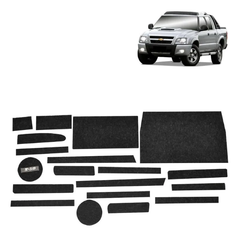 Kit Forro Carpete Anti Ruído Porta Objeto Copo S10 2011