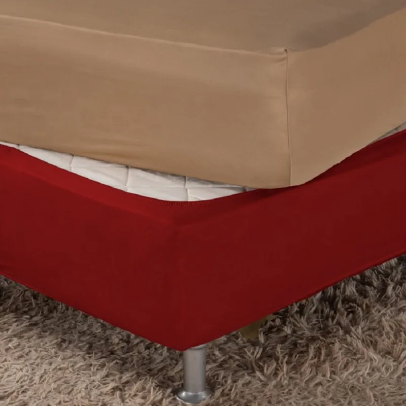 Saia Box Fit Cama de Casal Capa Elástica Malha Gel Lisa 1 Peça Vermelha - Não Disponível - Cama, Mesa E Banho