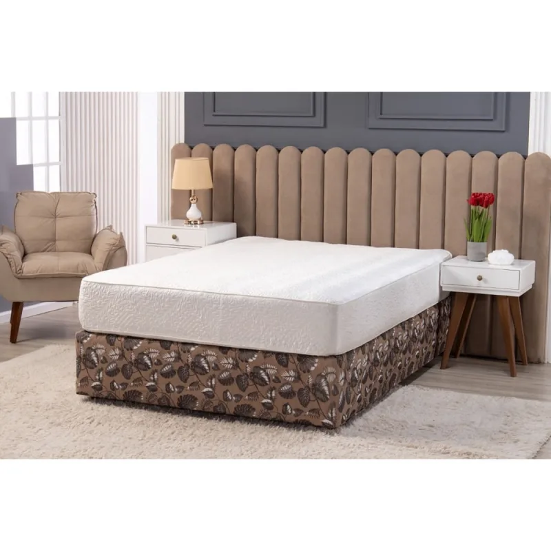 Saia Box Fit Cama King Capa Elástica Malha Gel 1 Peça Estampa 5 Folhas Marrom - Não Disponível - Cama, Mesa E Banho