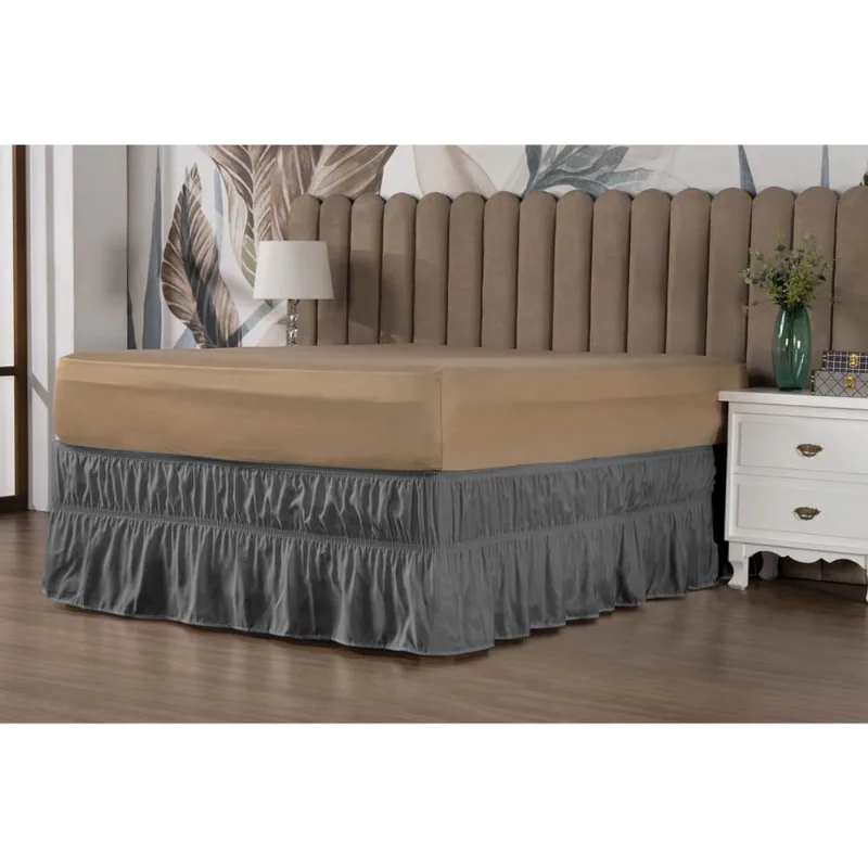 Saia Box Ajustável Serve em Cama Casal Queen e King Babado com 2 Elásticos 1 Peça