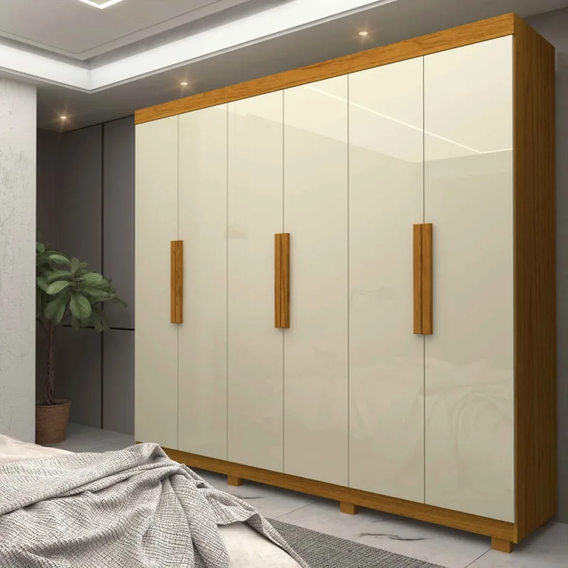 Guarda Roupa Roupeiro Casal 6 Portas 2 Gavetas Império Naturale com OffWhite - Rede Móveis - Não Disponível - Móveis