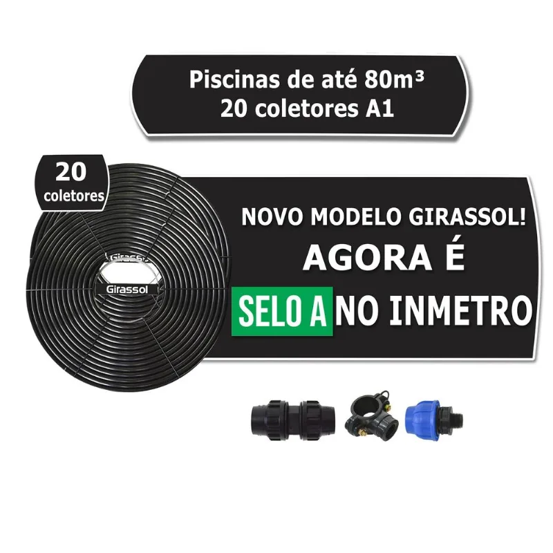 Kit Aquecedor Solar 20 Placas Girassol Piscina 80m3 Completo