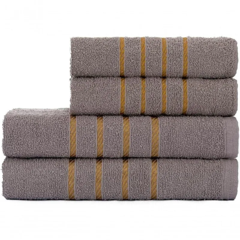 Jogo De Toalha 2 Banho + 2 Rosto Montreal 100% Algodão Alta Absorção - Cinza - OUTRAS - Cama, Mesa E Banho