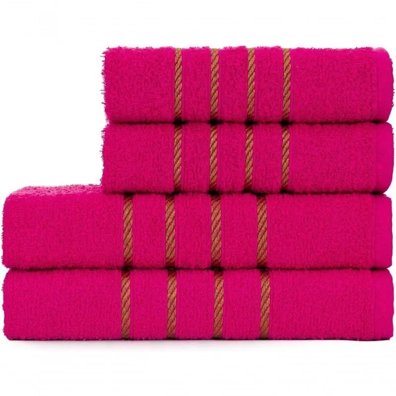 Jogo De Toalha 2 Banho + 2 Rosto Montreal 100% Algodão Alta Absorção - Rosa Pink