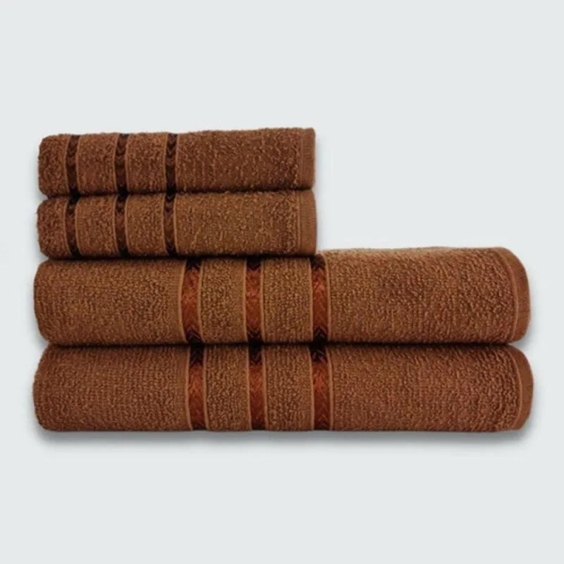 Jogo de Toalha de Banho Verona 4 Peças 100% Algodão 230g-m² Alta Absorção Marrom - OUTRAS - Cama, Mesa E Banho