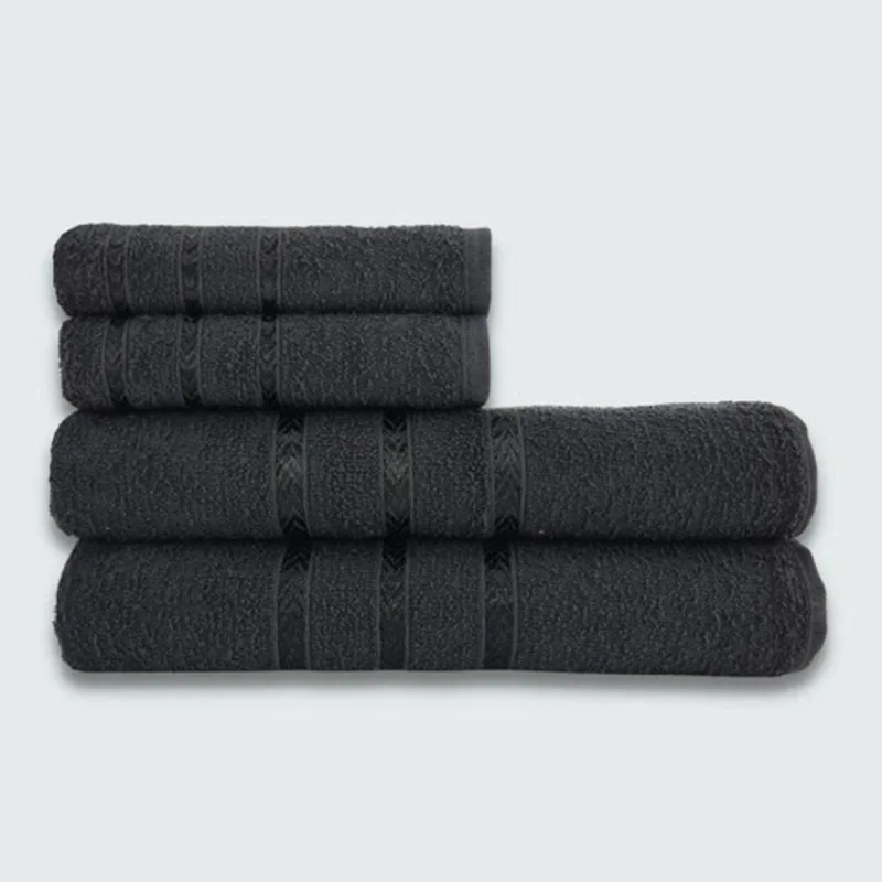 Jogo de Toalha de Banho Verona 4 Peças 100% Algodão 230G-M² Macio Preto - OUTRAS - Cama, Mesa E Banho