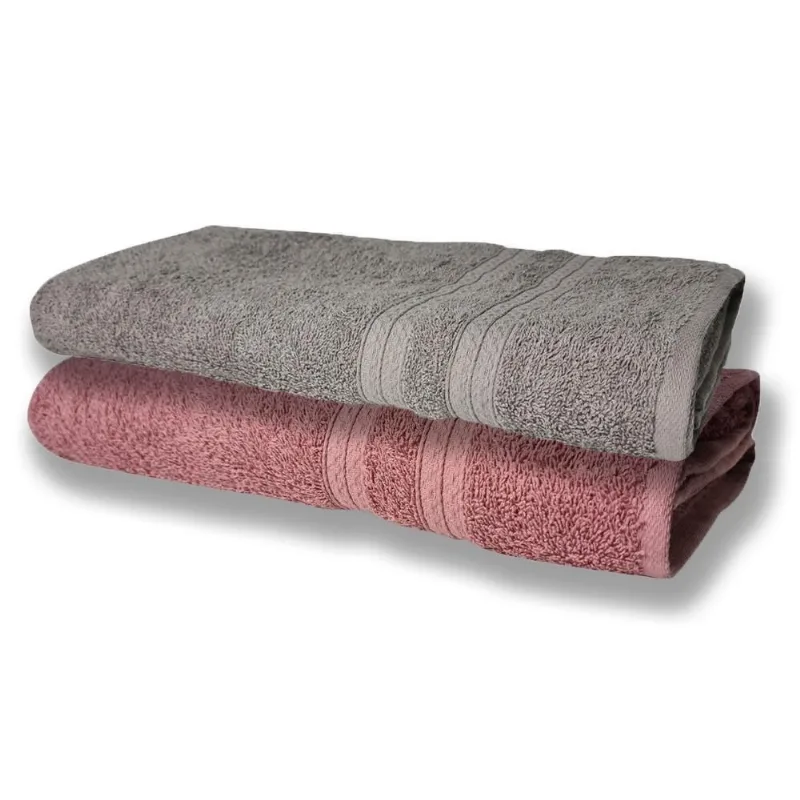 2 Toalhas Super Felpudas Grande E Grossa Algodão 80x150 Itália Soft Beka - Cinza/rosê
