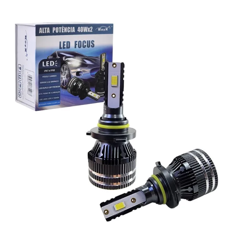 Lampada Ultraled Farol Ray-X Led Focus Hb3 40Wx2 Com Canbus
