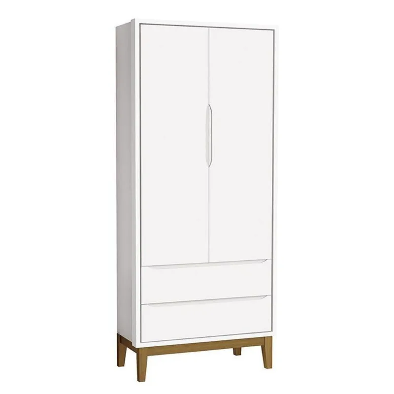 Guarda Roupa Infantil 2 Portas Classic Branco Fosco Com Pés Amadeirado Reller Móveis Branco Fosco