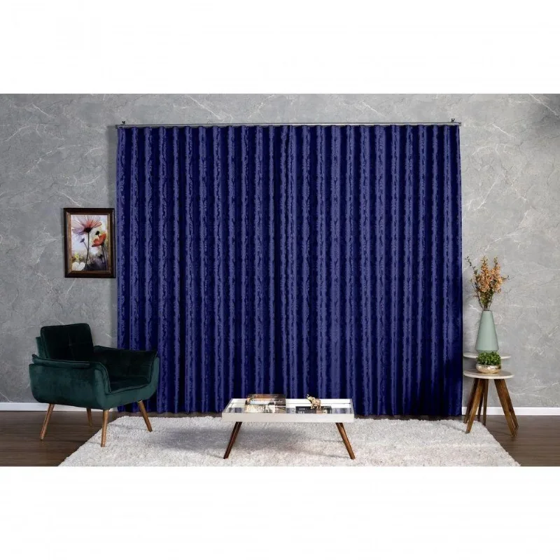 Cortina Jacquard 3,00x2,50 Para Trilho Suíço Avelã