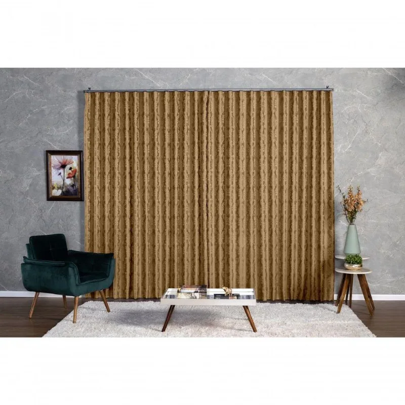 Cortina Jacquard 4,00x2,30 Para Trilho Suíço Cinza