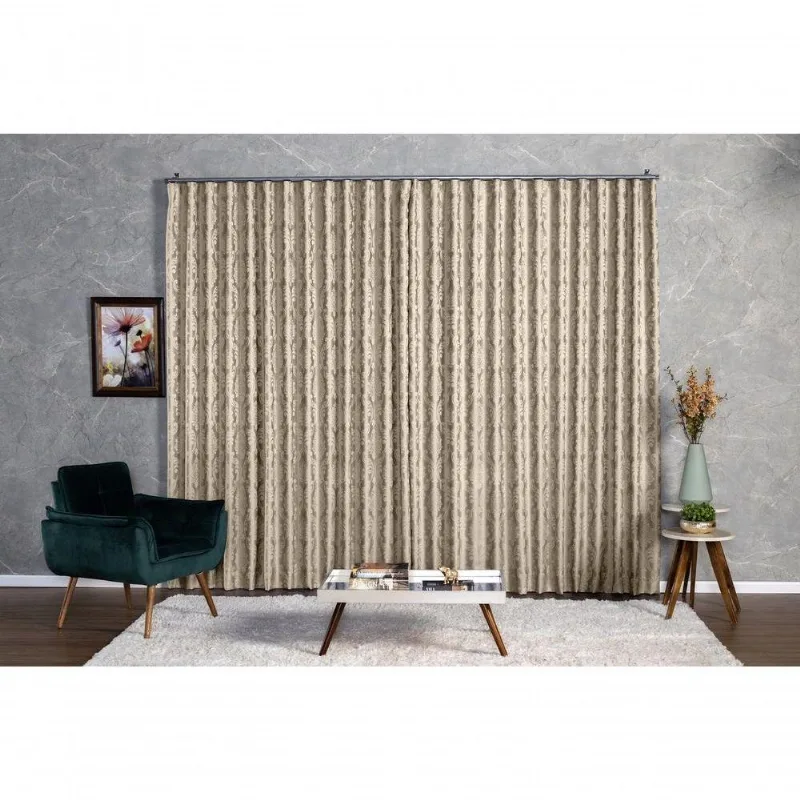 Cortina Jacquard 4,00x2,50 Para Trilho Suíço Marrom-escuro