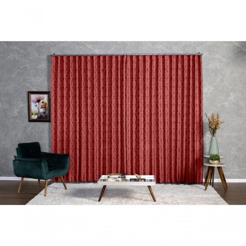 Cortina Jacquard 5,00x2,30 Para Trilho Suíço Rosê-rosa