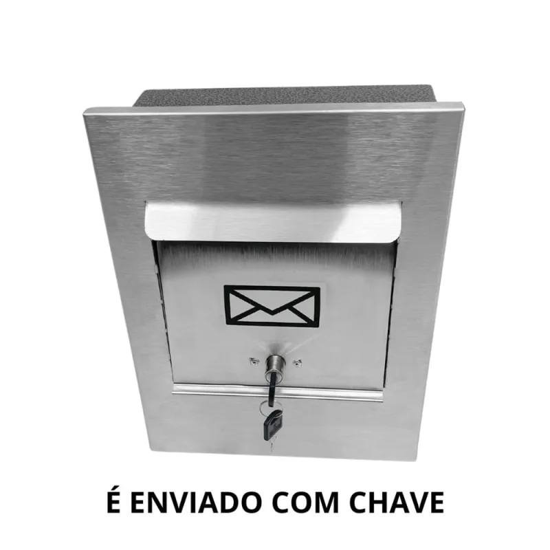 Caixa de Correio Grande Abertura Frontal Inox com 2 Chaves - Não Disponível - Construção E Ferramentas
