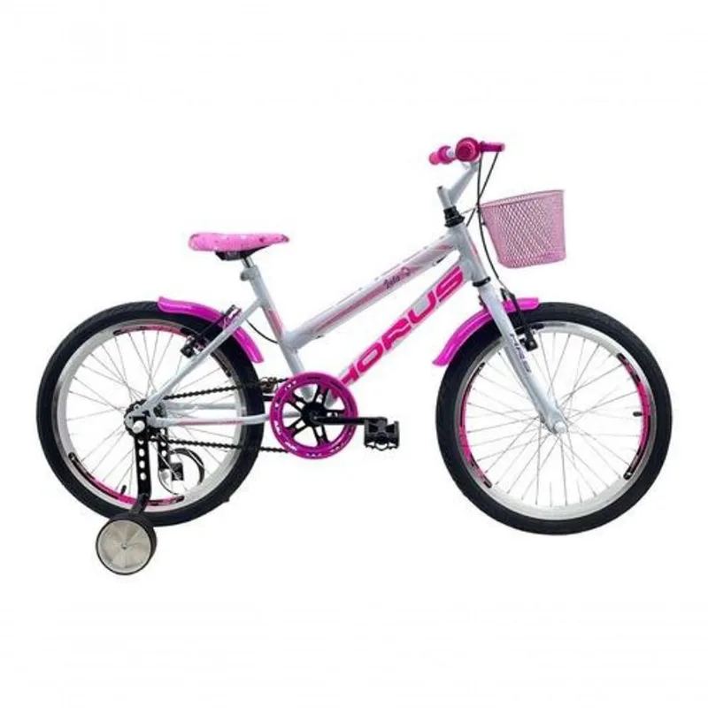 Bicicleta Infantil Aro 20 Feminina - Route Bike - Aro Aero - Cestinha - Rodinha Branco