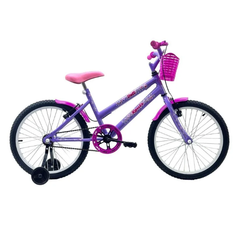 Bicicleta Aro 20 Feminina Infantil Cesta Rodinha Lateral