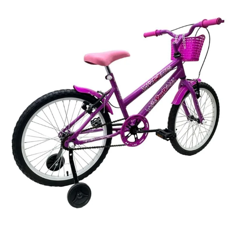 Bicicleta Aro 20 Feminina Infantil Cesta Rodinha Lateral