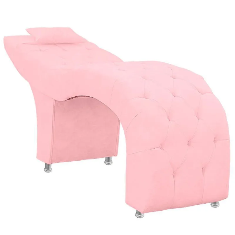 Maca Estofada Capitone Julia Para Estetica Facial Sombrancelha E Cilios Suede Cor Rosa Bebe
