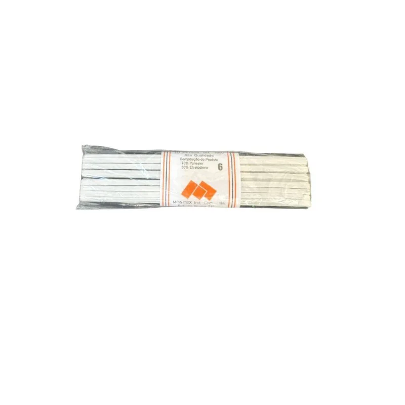 Kit 2 Rolos Elástico Nº06 Branco 04mm Chato Com 10mts Cada