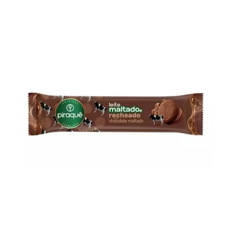 Biscoito Maltado Recheado Chocolate Piraquê - Kit 4Un De 85G