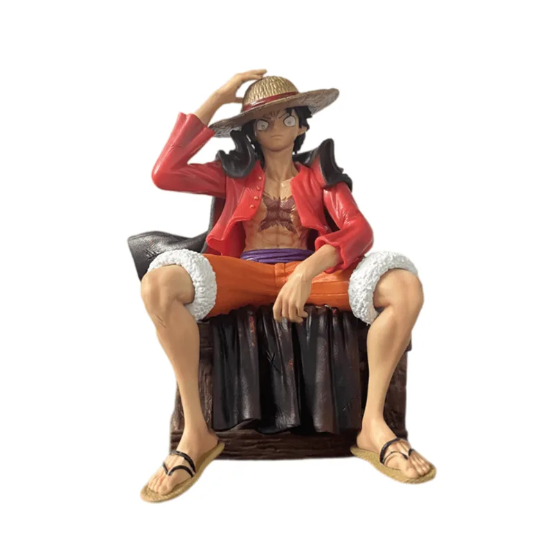 Figura One Piece Luffy Sitting Pvc De 17 Cm Com Mãos Intercambiáveis