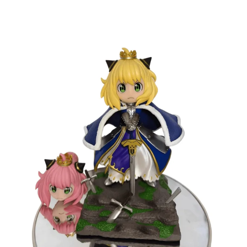 Figura Fate/stay Night Sabre Anya 18 Cm Com 2 Cabeças De Pvc