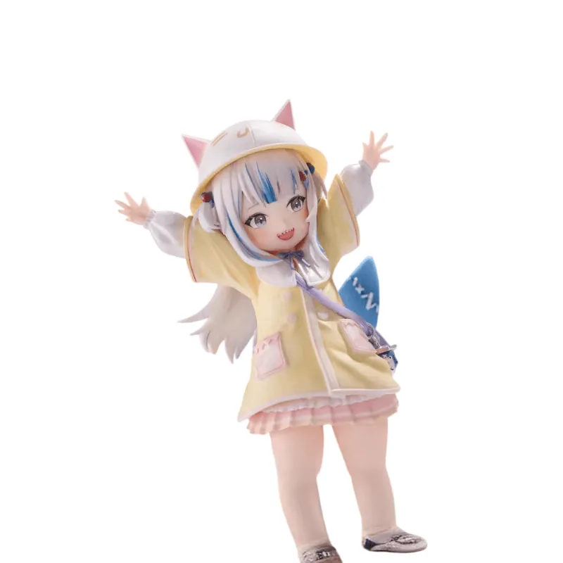 Figura De Pvc Gura Gawr Shark Girl Em Capa De Chuva Amarela De 17 Cm