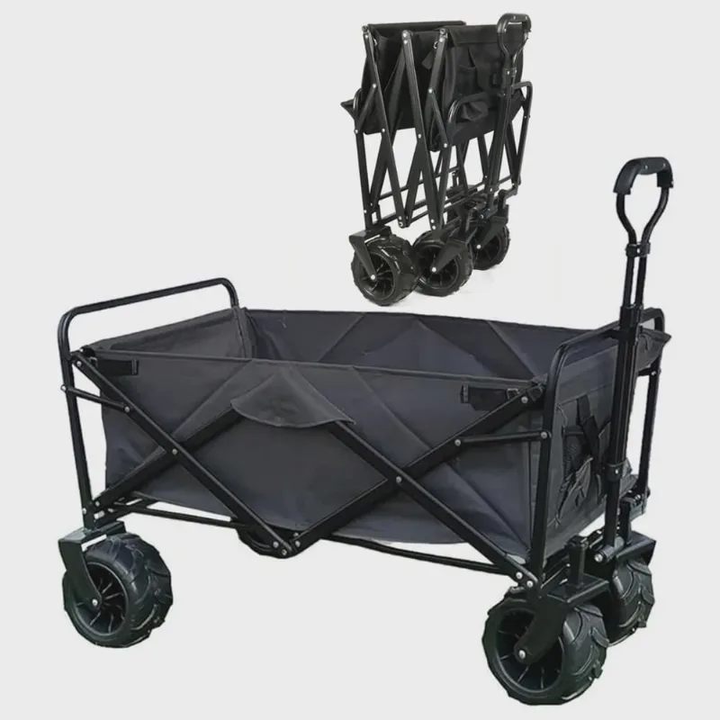 Carrinho Utilitario Vagao Roda Grande Carga Caçamba Dobravel Armazenamento Capacidade Multiuso Resistente Terreno Praia Campo