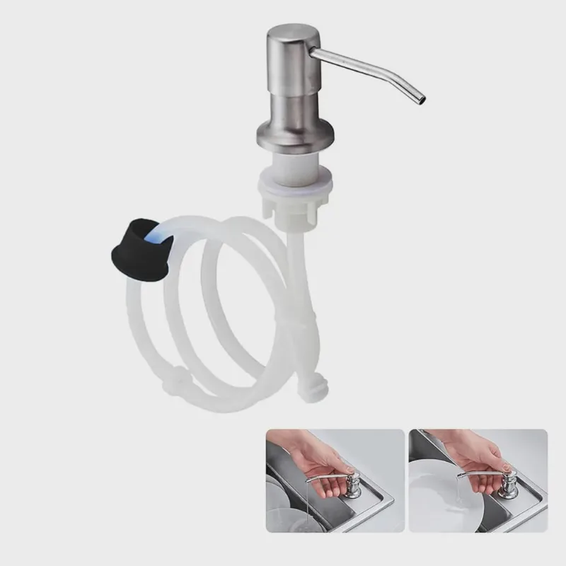Dispenser Sabao Detergente Sabonete Liquido Mangueira Pia Cuba Cozinha Banheiro Embutir Dosador Suporte
