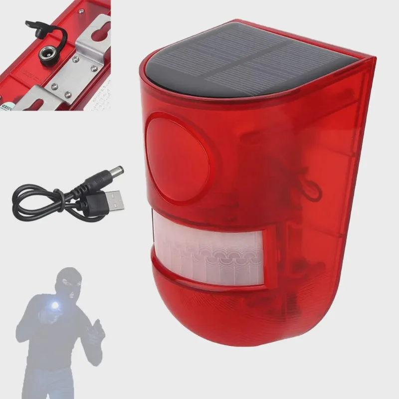 Alarme Solar Anti Roubo Invasao Sirene 129db Sensor Movimento Presença Luz Prova dAgua Resistente Parede Som Alto Empresarial Residencial Segurança