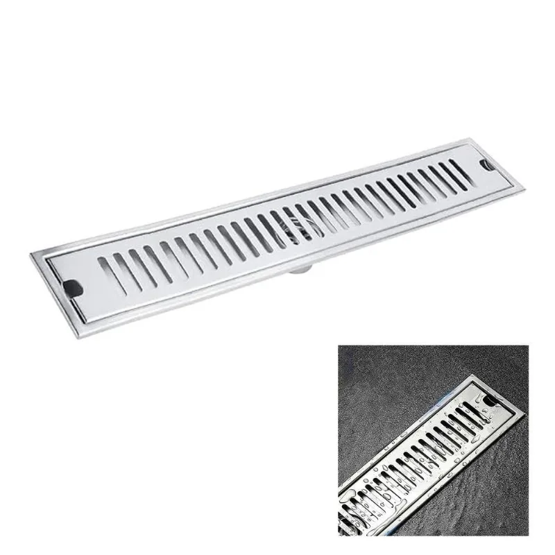 Ralo Linear Inox 50cm Banheiro Area Externa Anti Odor Anti Inseto Seguro Resistente Lavabo Quintal