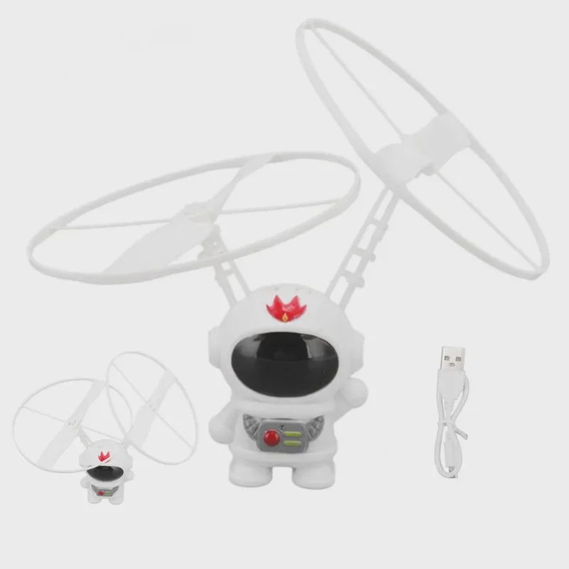 Mini Drone Astronauta Boomerang Voador LED Sensor Movimento Bateria Recarregavel Helice Criança Diversao Resistente Seguro Iluminaçao