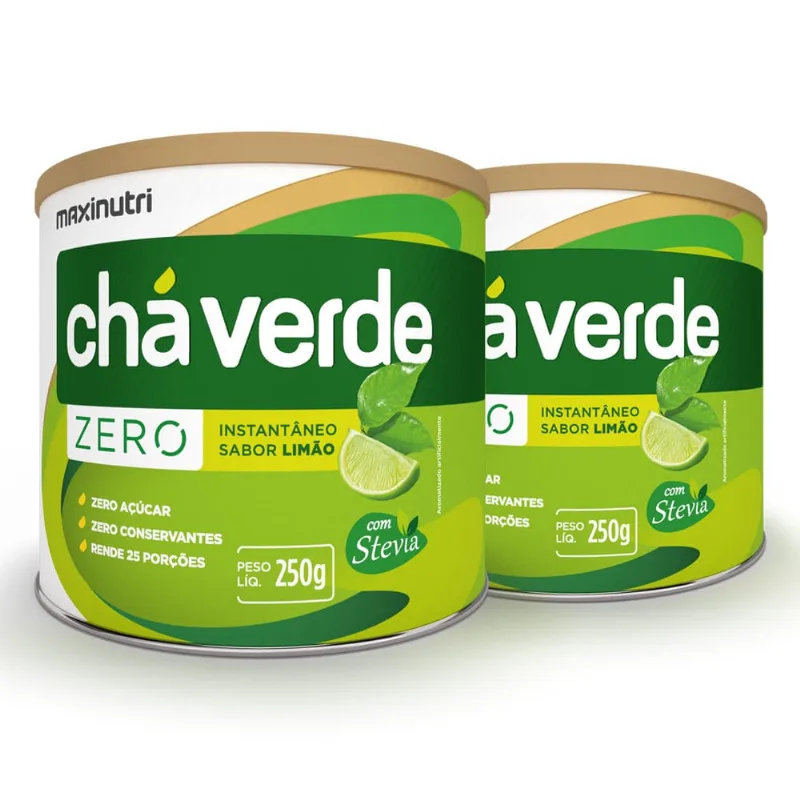 Kit 02 Chá Verde Solúvel Zero Calorias Limão 250g Maxinutri