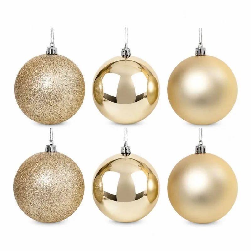 Bola de Natal Champanhe Texturas Mistas 8CM Kit 6 Unidades Master Christmas