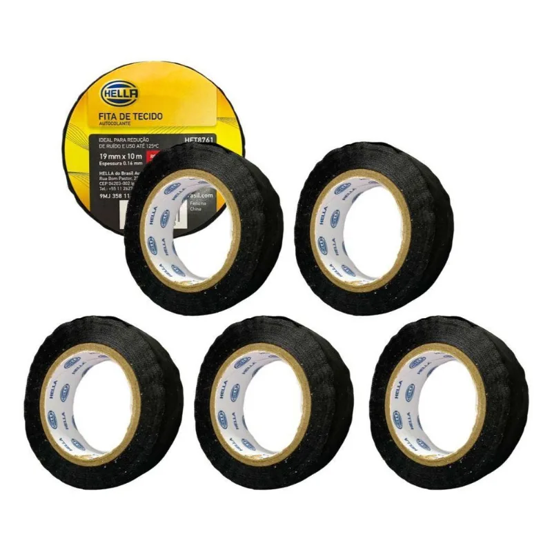 Kit 5 Fitas Tecido Isolante Chicote Anti Chama 19mm X 10m
