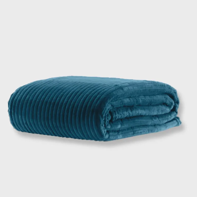 Cobertor Microfibra - Luster - Casal - Canelado - Azul - 1,80m x 2,00m - Corttex
