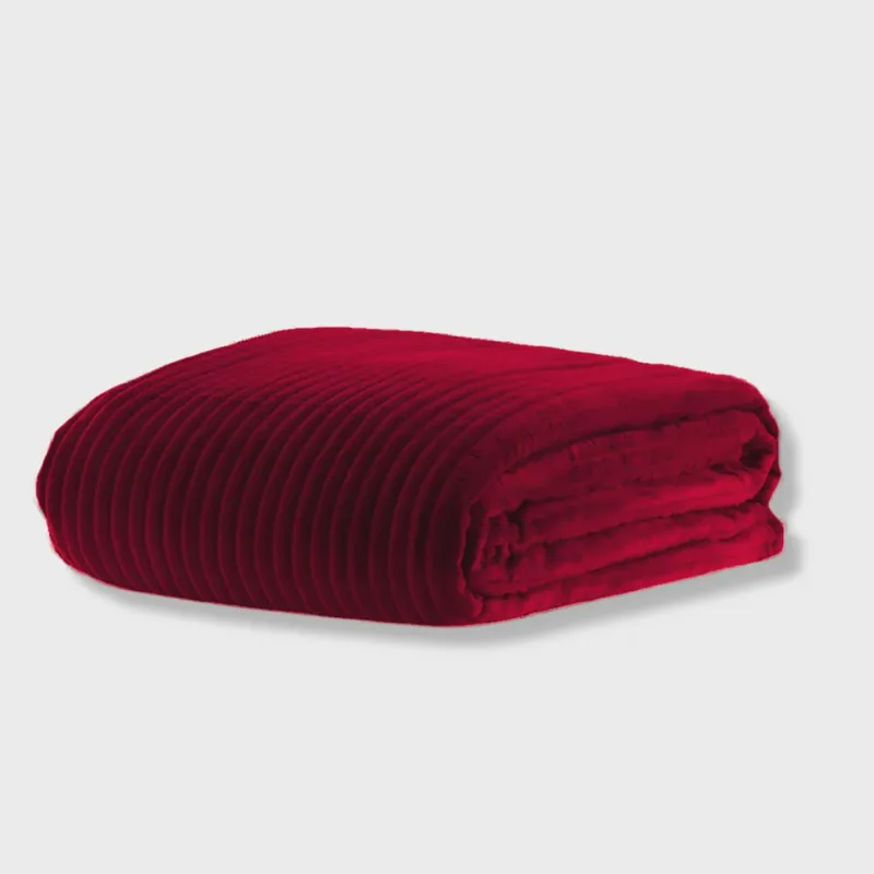 Cobertor Microfibra - Luster - Casal - Canelado - Vermelho - 1,80m x 2,00m - Corttex