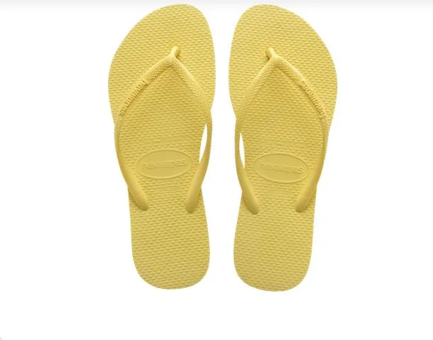 Chinelo Havaianas Slim Amarelo Macia Leve Tiras Finas 2803 - Feminino