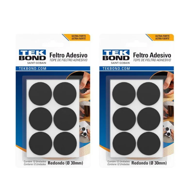 Kit 24 Protetor Feltro Adesivo Pé Cadeira Sofá Mesa Tekbond
