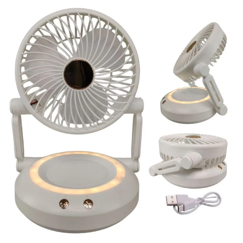 Ventilador De Mesa Dobrável Retrátil 3w Hélice 16cm 3 Velocidades Branco Bsl3813 Com Luz Led Usb